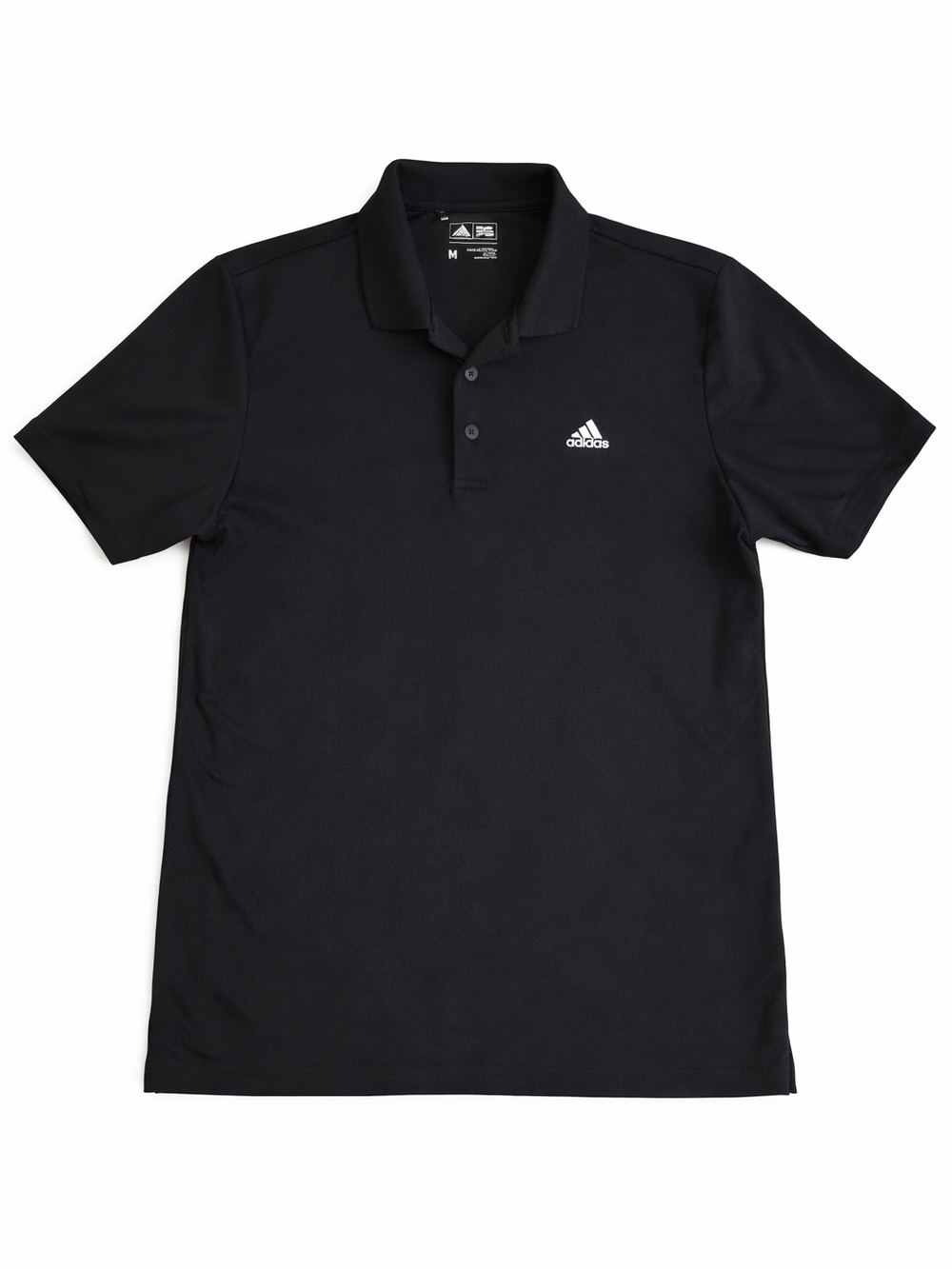 Adidas Youth Medium Black Performance Golf Polo Shirt Short Sleeve